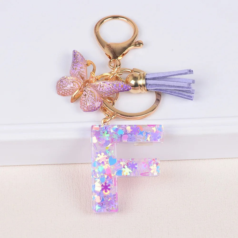 🔥Butterfly Letter Keychain Tassel Design Vibrant Durable Lightweight Gift
